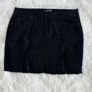 Wax Jean Black Mini Skirt for Casual Wear L